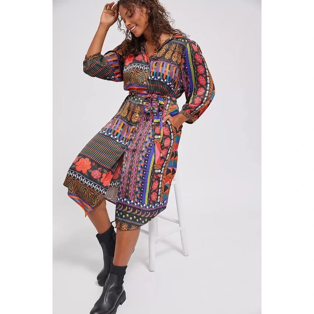 Anthropologie Farm Rio Ciela Midi Shirtdress